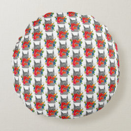 Flower cat rund kudde