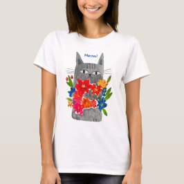Flower cat t shirt
