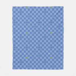 Flower Checkered Pattern No. 01 - Light Blue Fleecefilt