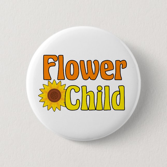 Flower Child Cute Hippie Solros 70 s Knapp (Framsida)