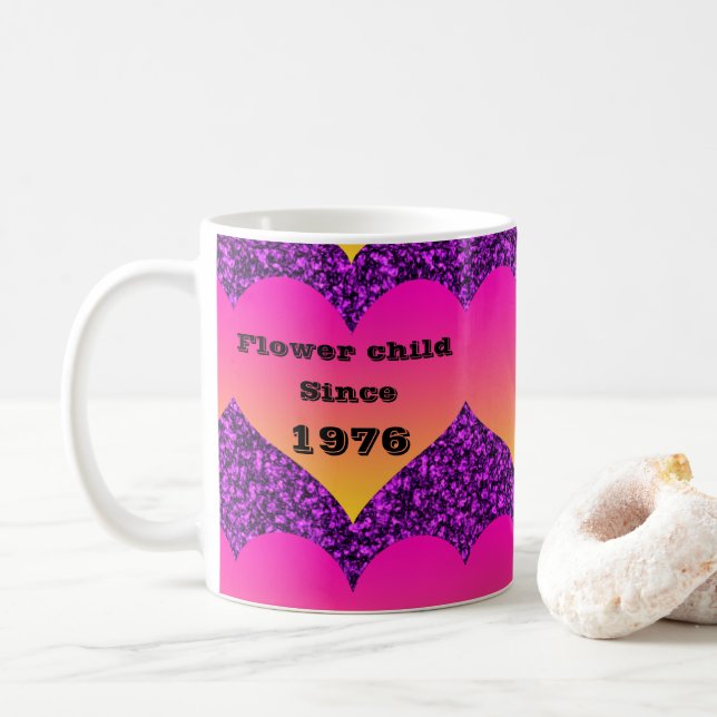 Flower Child sedan Retro Birthday Year 1960-talet  Kaffemugg (Med munk)