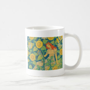 Flower Child Woman in Solros Garden Kaffemugg
