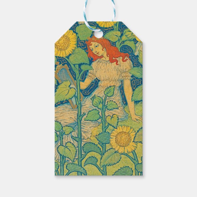 Flower Child Woman in Solros Garden Presentetikett (Framsidan)