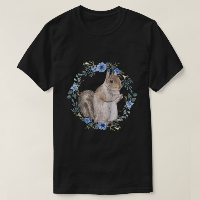 Flower Circle Squirrel Raglan Baseball Tee (Design framsida)