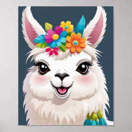Flower Crowned Llama Elegance Poster