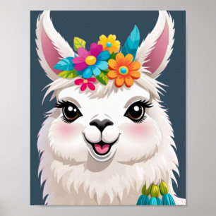 Flower Crowned Llama Elegance Poster