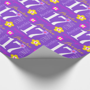 Flower Custom name Avonlea 17:e födelsedagsfigurs Presentpapper