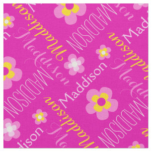 Flower Custom name rosa gult typografisk struktur Tyg