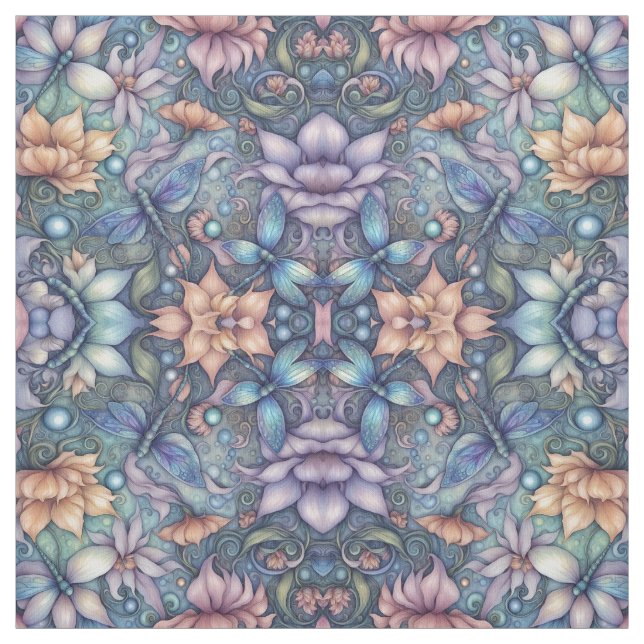 FLower Damask Blue Guld Design Tyg (Provkarta)