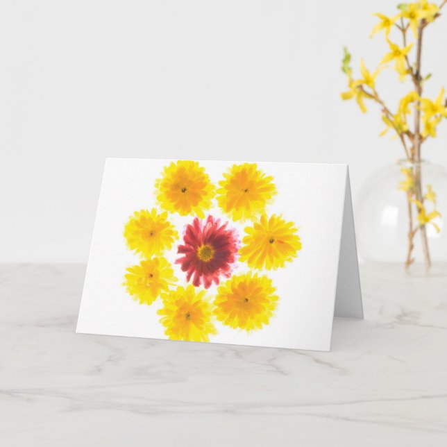 Flower Dance Chrysanthemum, få bra fart Kort (Gul blomma)