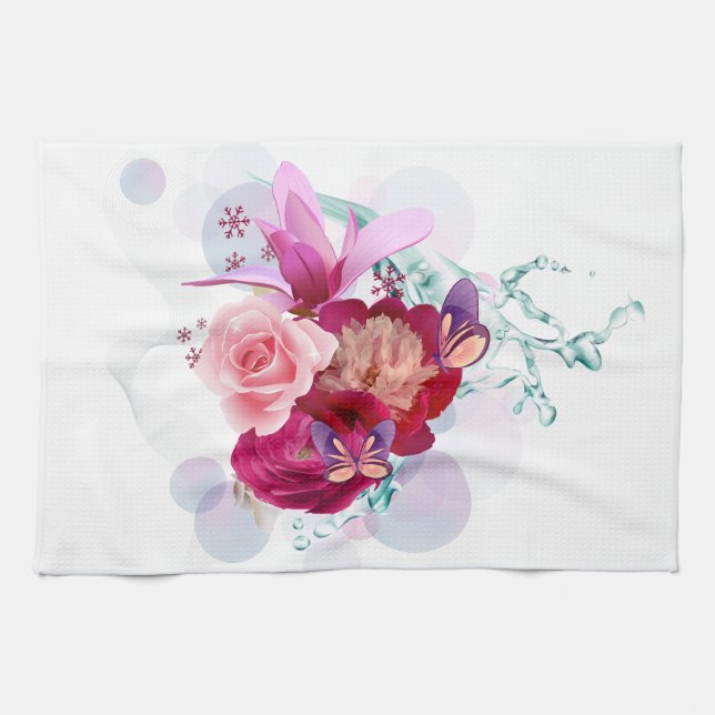 Flower Decor 12 Kitchen Towel Kökshandduk (Horisontell)