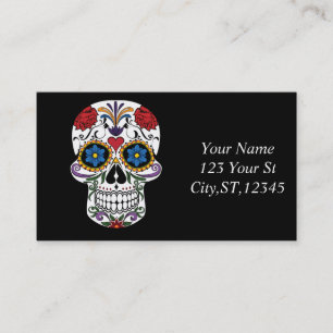 Flower Decorated Human Skull Art Thunder_Cove Visitkort
