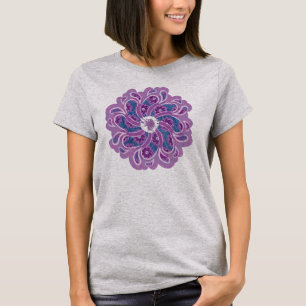 Flower & denim lila and blue designer top t-shirt