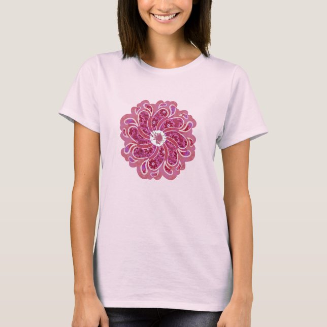 Flower & denim röd designer med körsbär överst tröja (Framsida)