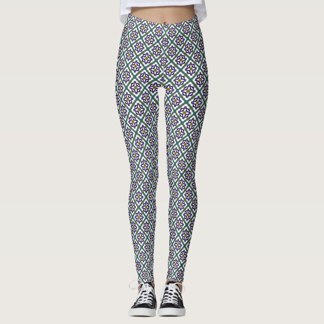 Flower Diamond Star Mönster Leggings (Framsida)