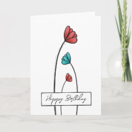 Flower Doodle Birthday Kort