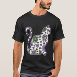 Flower doodle cat LGBTQ+ Genderqueer Pride Flagga T Shirt