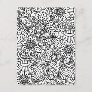 Flower Doodle Vykort