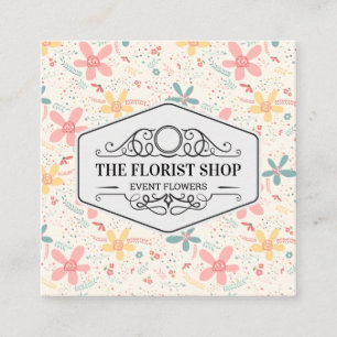 Flower Doodles Fyrkantigt Visitkort