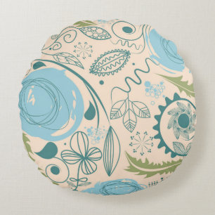 Flower Doodles Rund Kudde