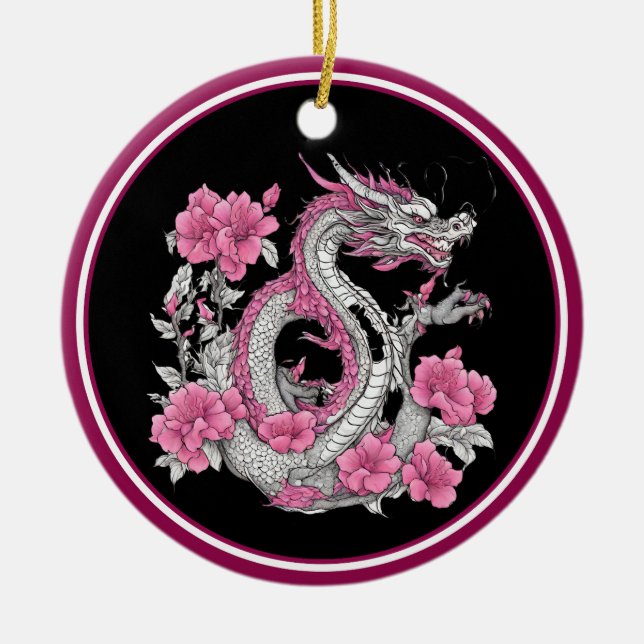 Flower Dragon Ceramic Ornament (Framsidan)