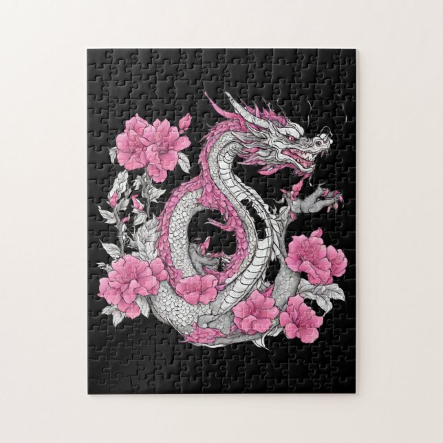 Flower Dragon Jigszle Puzzle Pussel (Vertikal)