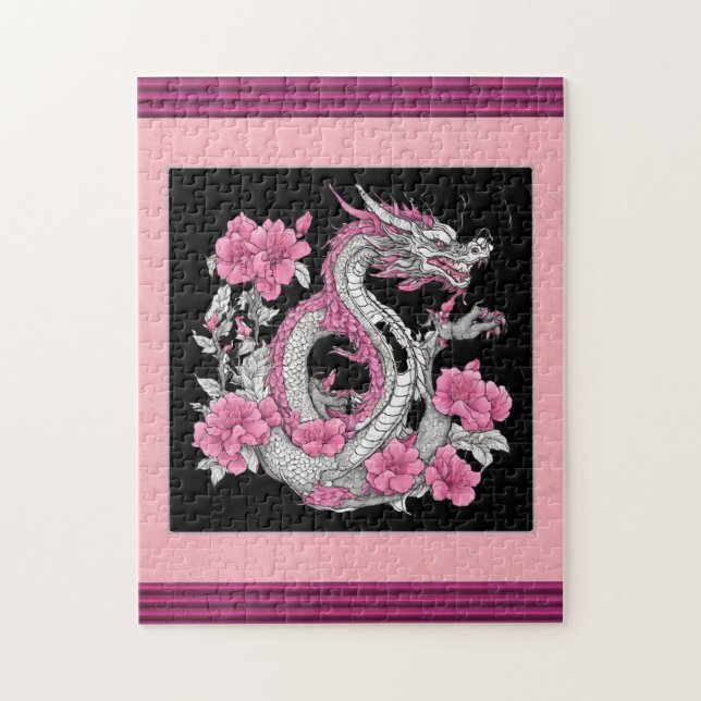 Flower Dragon Jigszle Puzzle Pussel (Vertikal)