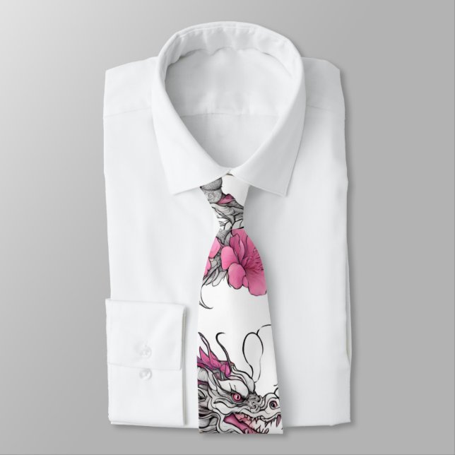 Flower Dragon Necktie Slips (Bunden)