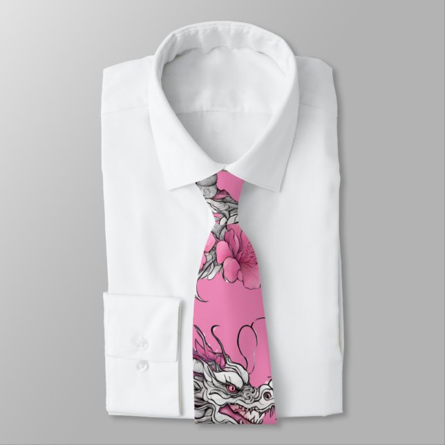 Flower Dragon Necktie Slips (Bunden)