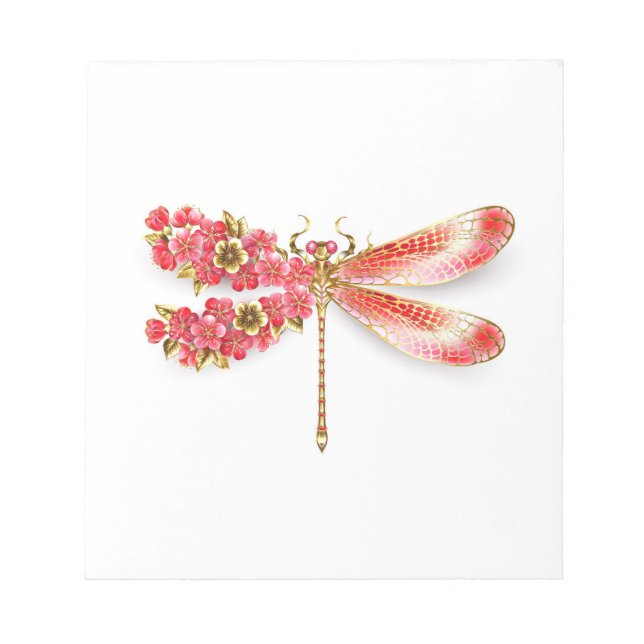 Flower drakonfluga med jewelry sakura anteckningsblock (Framsida)