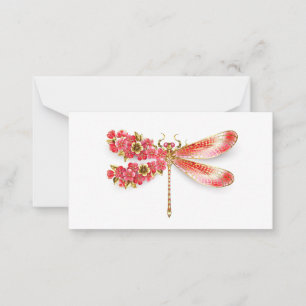 Flower drakonfluga med jewelry sakura anteckningskort