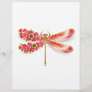 Flower drakonfluga med jewelry sakura brevhuvud