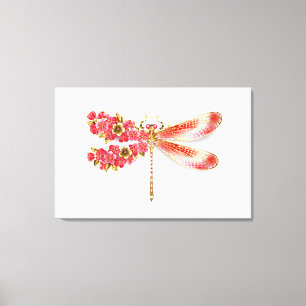 Flower drakonfluga med jewelry sakura canvastryck