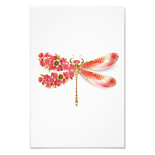 Flower drakonfluga med jewelry sakura fototryck