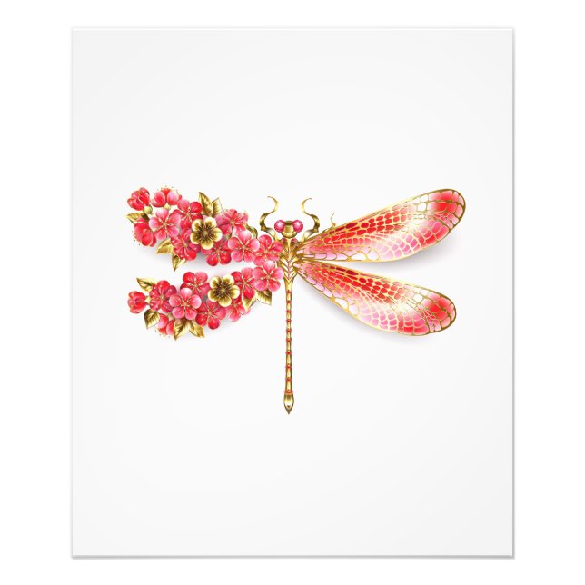 Flower drakonfluga med jewelry sakura fototryck (Framsidan)