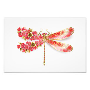 Flower drakonfluga med jewelry sakura fototryck