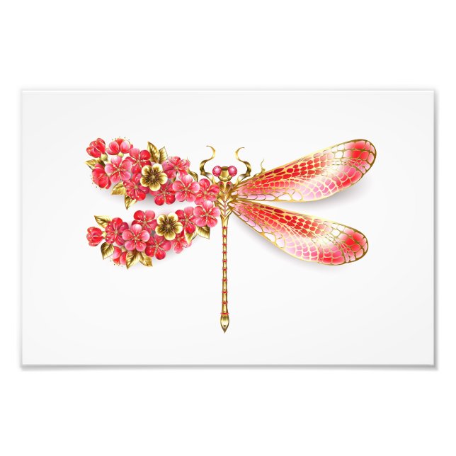 Flower drakonfluga med jewelry sakura fototryck (Framsidan)