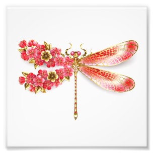 Flower drakonfluga med jewelry sakura fototryck