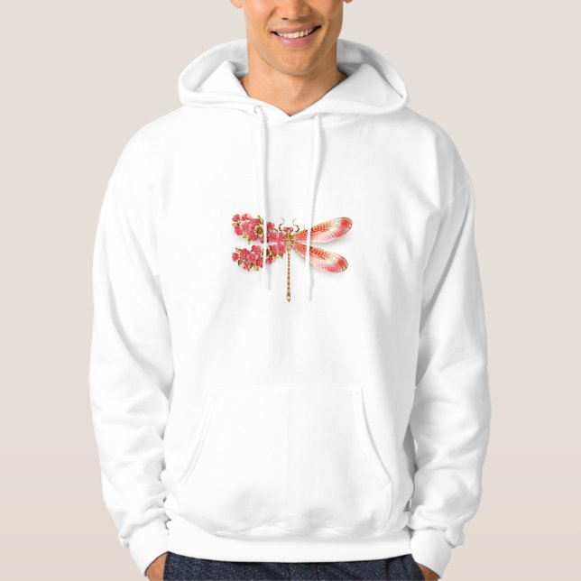 Flower drakonfluga med jewelry sakura hoodie (Framsida)
