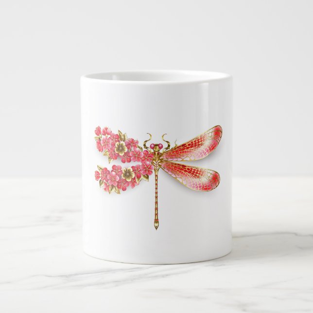 Flower drakonfluga med jewelry sakura jumbo mugg (Framsidan)