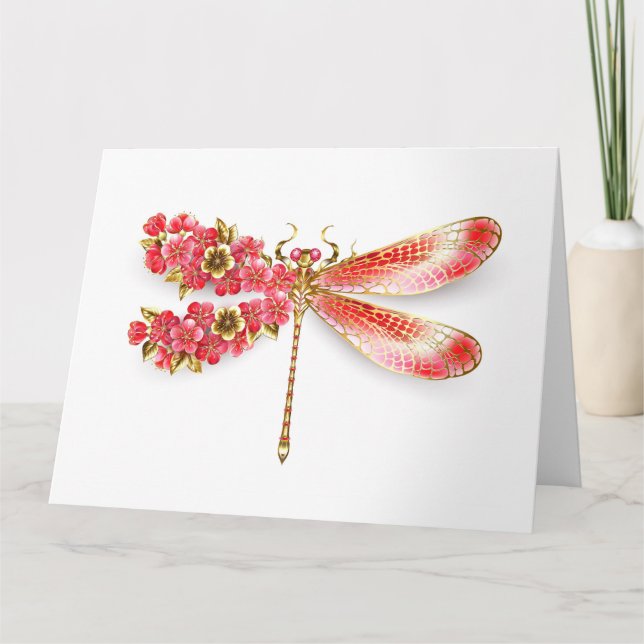 Flower drakonfluga med jewelry sakura kort (Framsida)