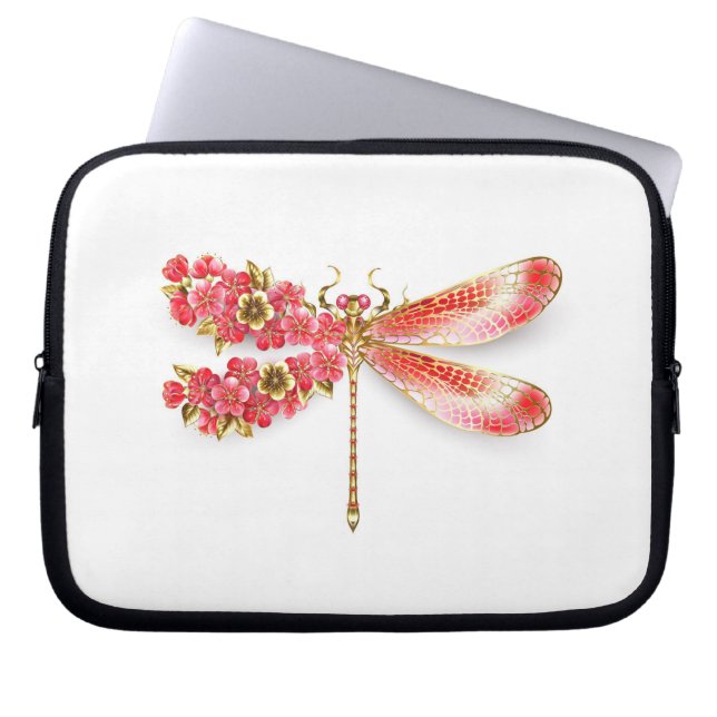Flower drakonfluga med jewelry sakura laptop fodral (Framsidan)