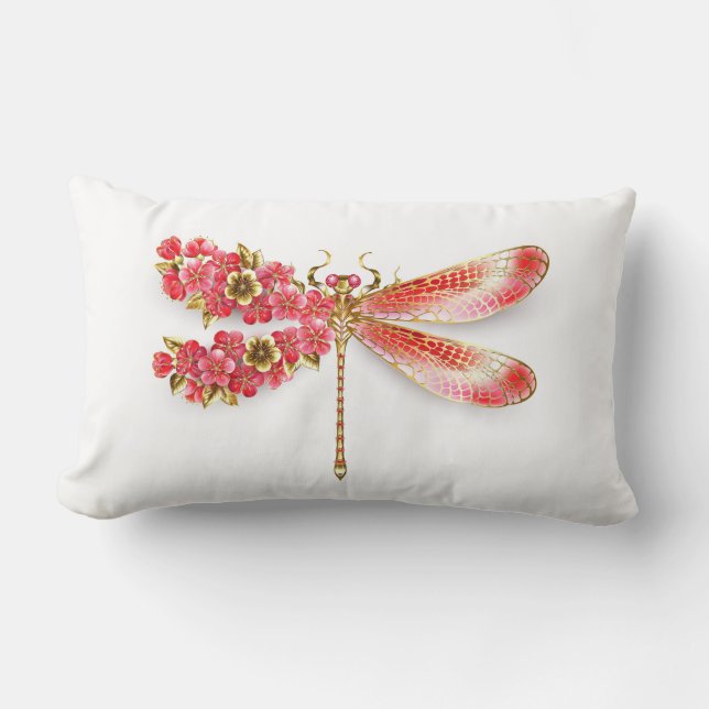 Flower drakonfluga med jewelry sakura lumbarkudde (Framsida)