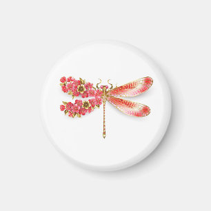 Flower drakonfluga med jewelry sakura magnet