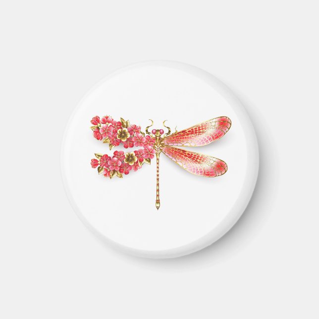 Flower drakonfluga med jewelry sakura magnet (Framsidan)