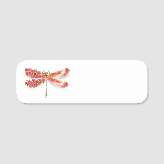 Flower drakonfluga med jewelry sakura namnbricka (Framsida)
