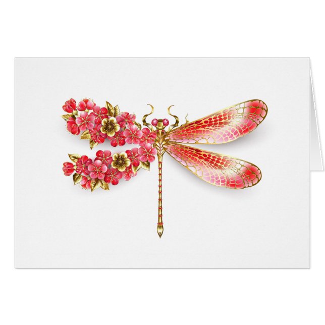 Flower drakonfluga med jewelry sakura OBS kort (Framsidan Horizontal)