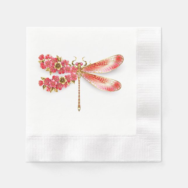 Flower drakonfluga med jewelry sakura pappersservett (Framsidan)