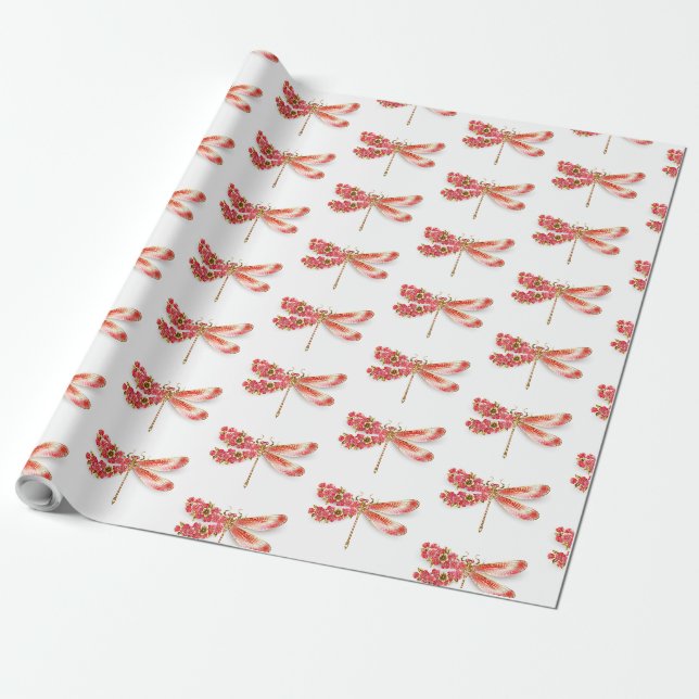 Flower drakonfluga med jewelry sakura presentpapper (Utrullad)