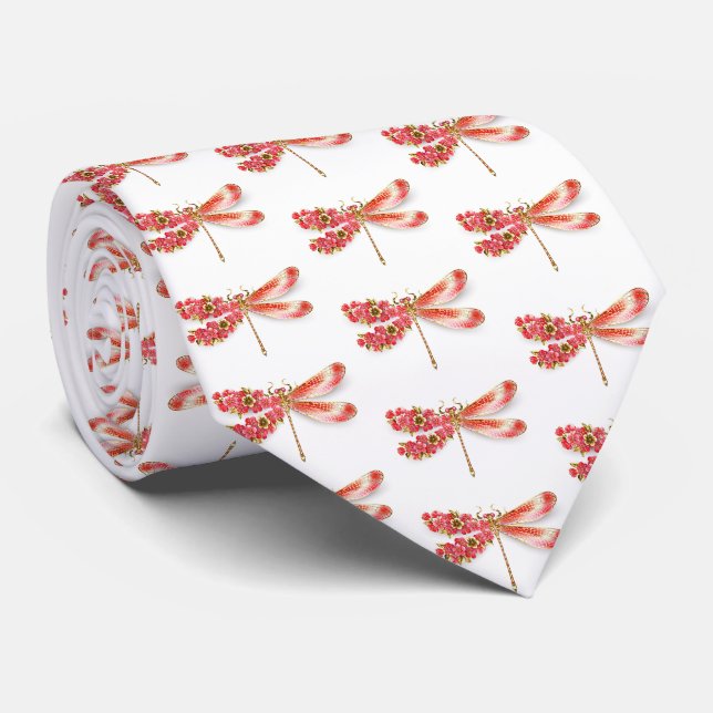 Flower drakonfluga med jewelry sakura slips (Rullad)